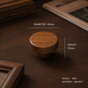 Massiva skåpsknoppar, valnöts- och bokhandtag, rottingknopp, minimalistiska japanska garderobsdetaljer för byråer TWalnut woodM