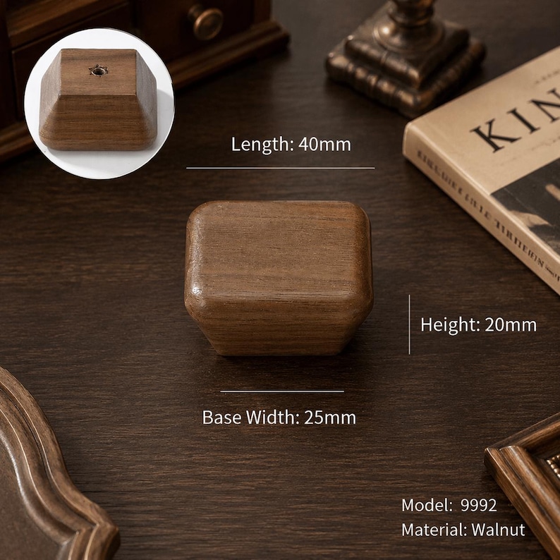 Massiva skåpsknoppar, valnöts- och bokhandtag, rottingknopp, minimalistiska japanska garderobsdetaljer för byråer CWalnut wood