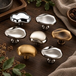 Luxury Cabinet Hardware Set, Vintage Silver Brass Knobs, Unique Drawer Pulls, Artistic Furniture Handles for Kitchen and Wardrobe