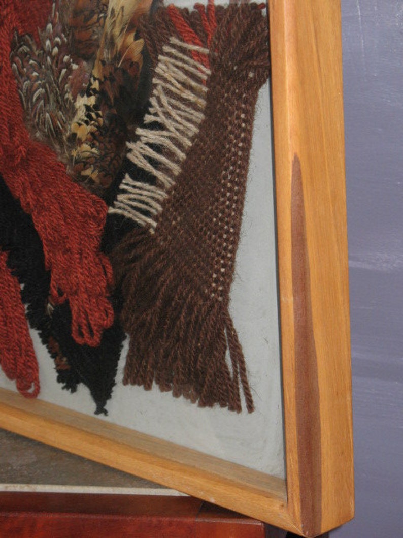 Fiber Art Assemblage Retro Fiber /& Feathers Fiber Art