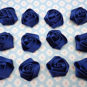 SALE--50 pcsDark Blue Elegant Rosette Satin Flowers 35X20mm