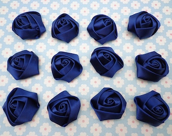 SALE--50 pcsDark Blue Elegant Rosette Satin Flowers 35X20mm