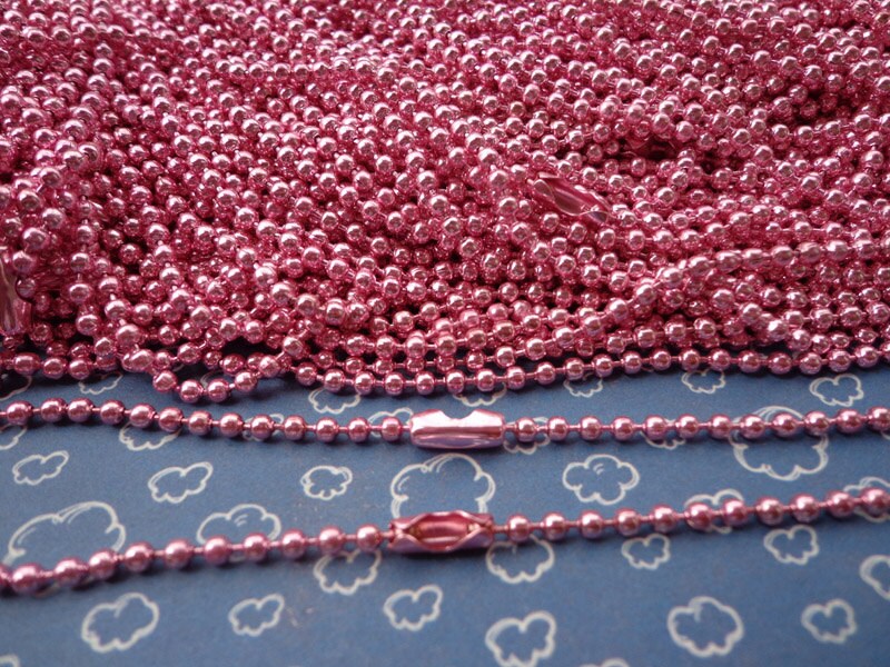 20 PCS Pink Ball Chain Necklaces - 27 Inch, 2.4mm - Etsy