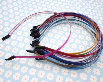 High Quality--20pc Mixed Colors Satin Metal Headband 5MM Wide