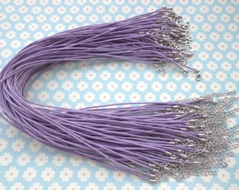 20pcs 17 inch Lavender Waxed Cotton Cord Necklace With Lobster Clasp&5cm Extension Chain size 1.5mm