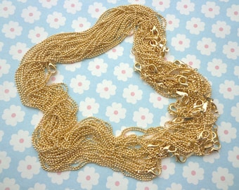 Sale--50pcs 1.5mm 17inch plated gold ball necklace chain with lobster clasp
