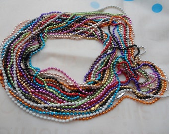 110 pcs Assorted colors(11colors) Ball  Chain Necklaces - 27inch, 2.0mm