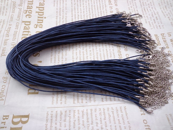 Necklace - Waxed Cotton Cord - Electric Blue