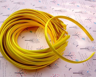 SALE--20 pcs Plastic Headband With Yellow Cloth Covered 10mm Wide