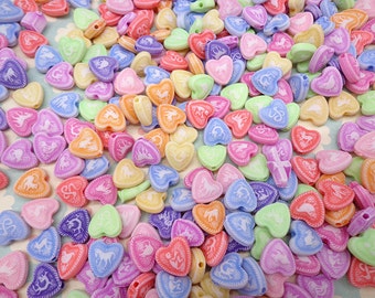 100PCS Mixed Color tiny plastic chinese zodiac bead,heart shape beads