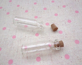 20 Mini glass bottles with cork 15X45mm