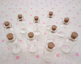 60 Mini glass bottles with cork 17X40mm