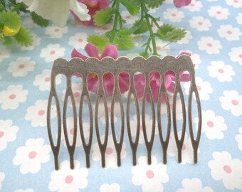 Nickel free--Antique Bronze Hair Combs--50pcs Metal Hair Combs 52mm x 38mm(10 teeth)