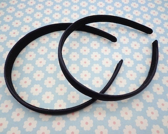 SALE--2 pcs Black Satin Headbands-- 15mm Wide