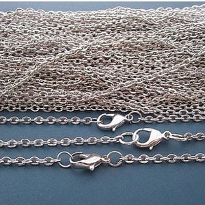 50 pcs 18 inch 2x3mm silver plated necklace chain with lobster clasp