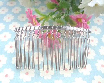 Nickel free--10pcs Silver Plated Metal Hair Combs (20teeth)  36mmx75mm