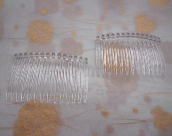 10 pcs Clear Plastic Hair Combs (14 teeth) 46mmx72mm