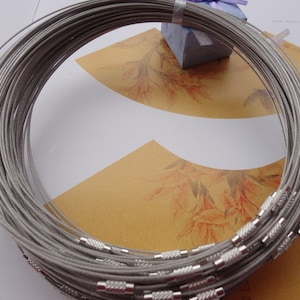 20pcs 18 inch 1mm thickness silver stainless steel round choker necklace wires with screw clasps