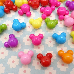 50 pcs mixed color plastic Mickey bead with hole