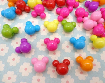 50 pcs mixed color plastic Mickey bead with hole
