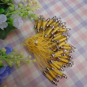 Cell Phone Strap Lanyard20 pcs 70x5mm Yellow Lariat Lanyard Mobile Cell Phone Strap Chains Connectors With Silver Metal Top image 1