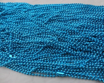 10 Blue Ball Chain Necklaces - 27inch, 2.0mm