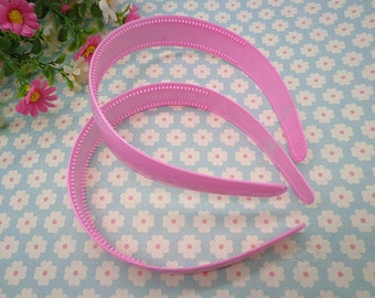 5 pcs pink color plastic headband 25mm wide