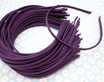 10 pcs Dark Purple Cloth Covered Headband 5mm Wide