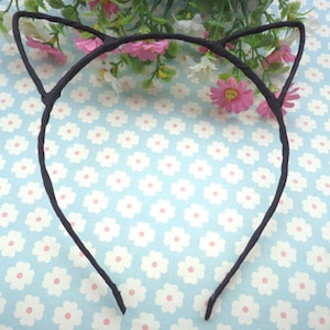 Sale--2 pcs Headbands - Black Cloth Covered Cat  Ear  Headband 3mm Wide