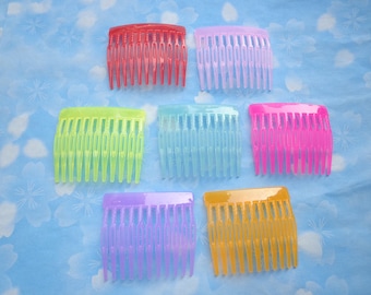 SALE--50 pcs Mixed color transparent plastic Hair Combs (11 teeth) 47mmx52mm