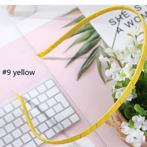 20 fasce per capelli in raso giallo larghe 5 mm