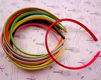 SALE--60 pcs Plastic Headband With Mixed Colors (15 colors) Cloth Covered 10mm Wide