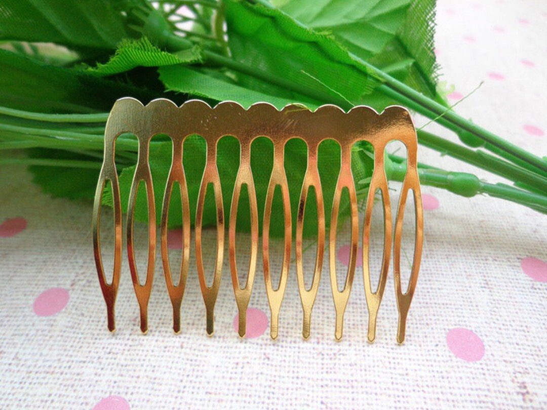 Nickel Freegold Plated Hair Combs50pcs Gold Metal Hair Etsy