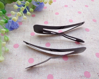 SALE--100 pcs black metal Snap Clip--metal hair snap clip--68x18mm