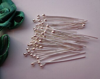 SALE 100 pcs of plated silver ball head pins 30mm