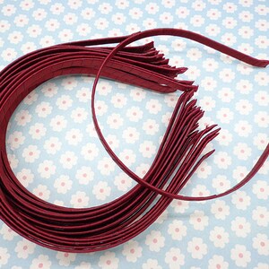 10 pcs Dark Red Satin Covered Headband Headband 7mm Wide