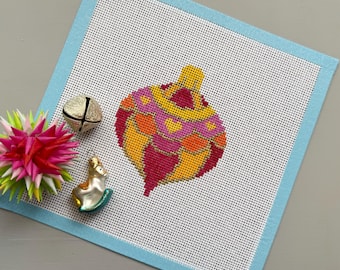 NYC Christmas Ornament | Hand Painted Needlepoint Canvas | 13 Mesh