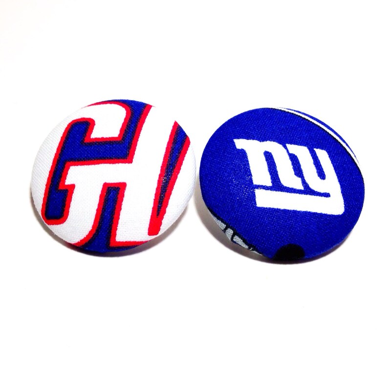 Oversized New York Giants Print Button Earrings Etsy