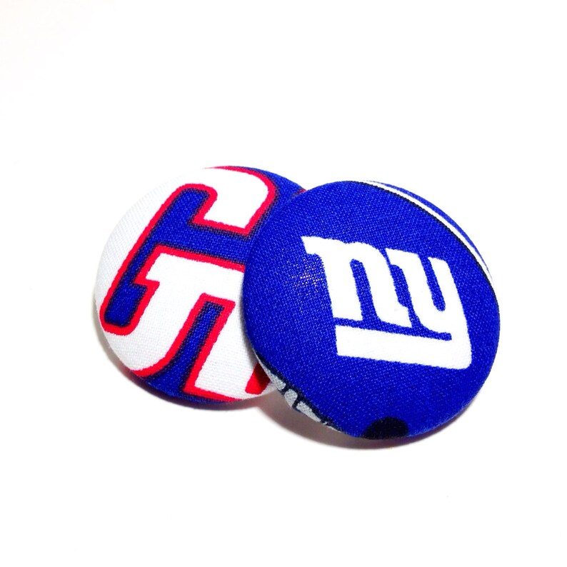 Oversized New York Giants Print Button Earrings Etsy