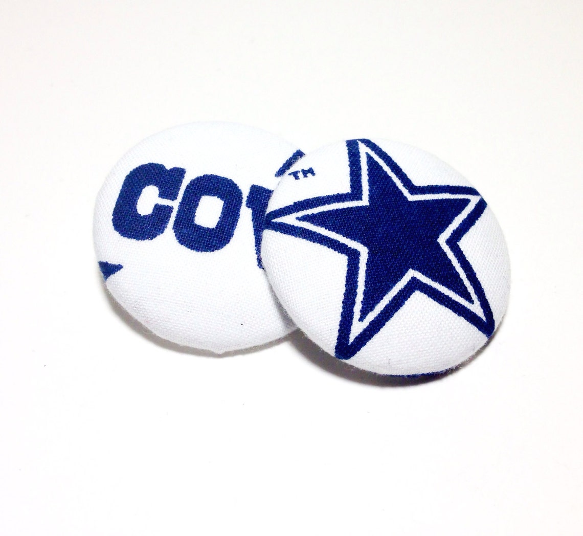 Oversized Dallas Cowboys Print Button Earrings Etsy
