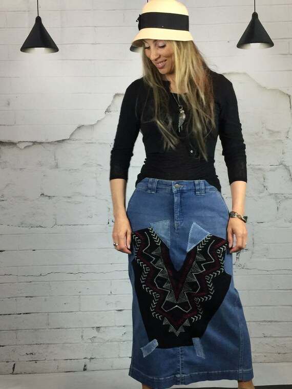 long denim skirt