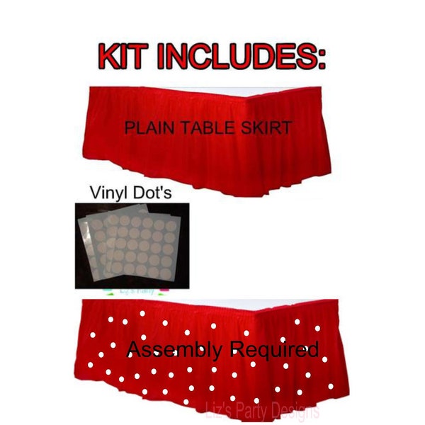 Red Polka Dot Table Skirt DIY KIT