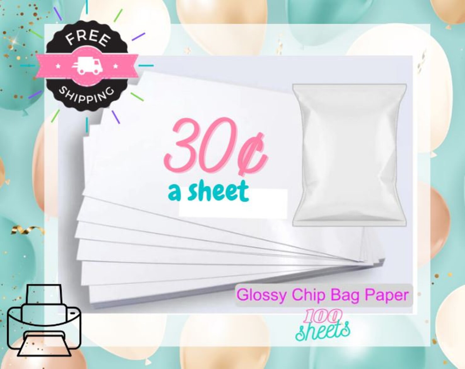 Chip Bag Paper Glossy Chip Bag Paper Chip Bags Custom Chip Etsy