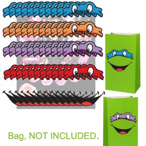 Ninja Turtle Treat bags, Turtle party, Ninja birthday, Ninja turtle birthday. Ninja turtle candy, Ninja turtle favor, DIGITAL FILE Printable
