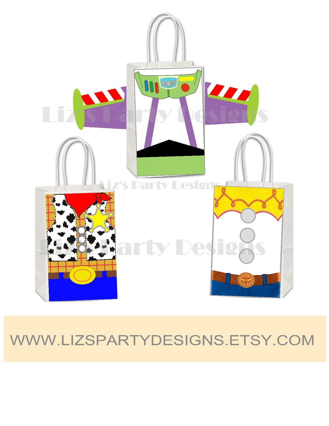 Toy Story Gift Bag Fronts Toy Story Birthday Party Toy Etsy
