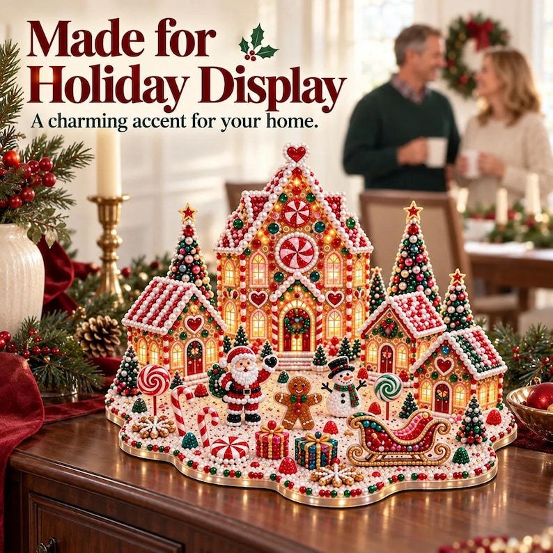 DIY Christmas Village Kit, 3D Gem Art Christmas House Decor, Handmade ...
