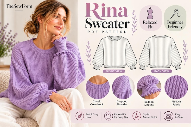 Sweatshirt Sewing Pattern Women Sewing Pattern Sweater Sewing Pattern ...