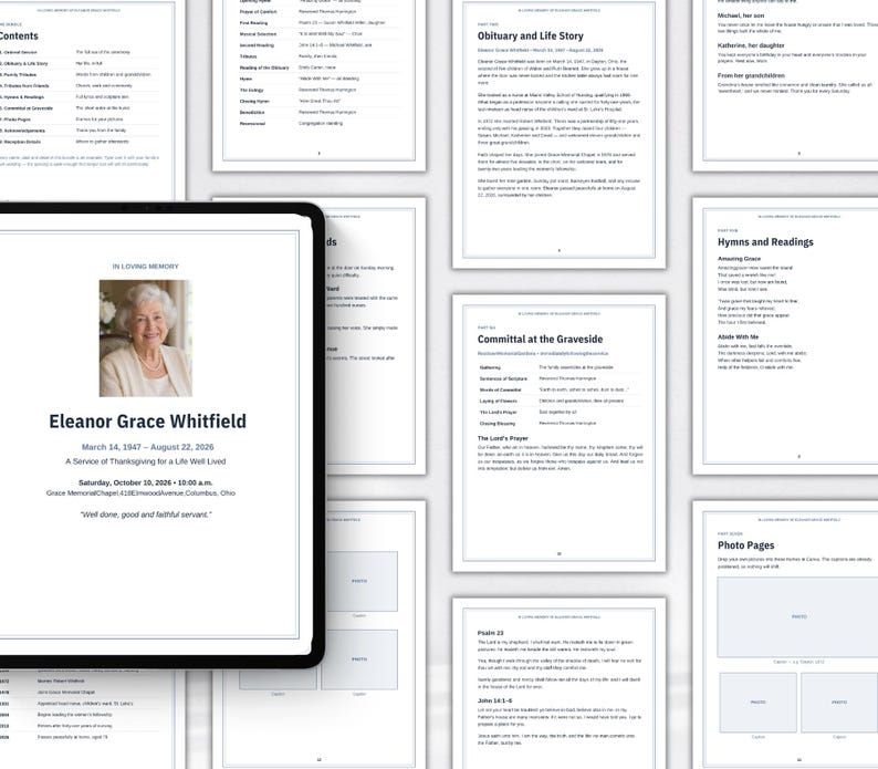 Complete Family Memorial Service Bundle | Funeral Program Canva ...