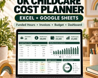 UK Childcare Cost Planner | Excel + Google Sheets, Funded Hours, Budget Tracker