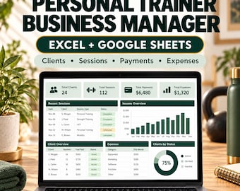 Personal Trainer Business Manager | Excel + Google Sheets (Digital Download)